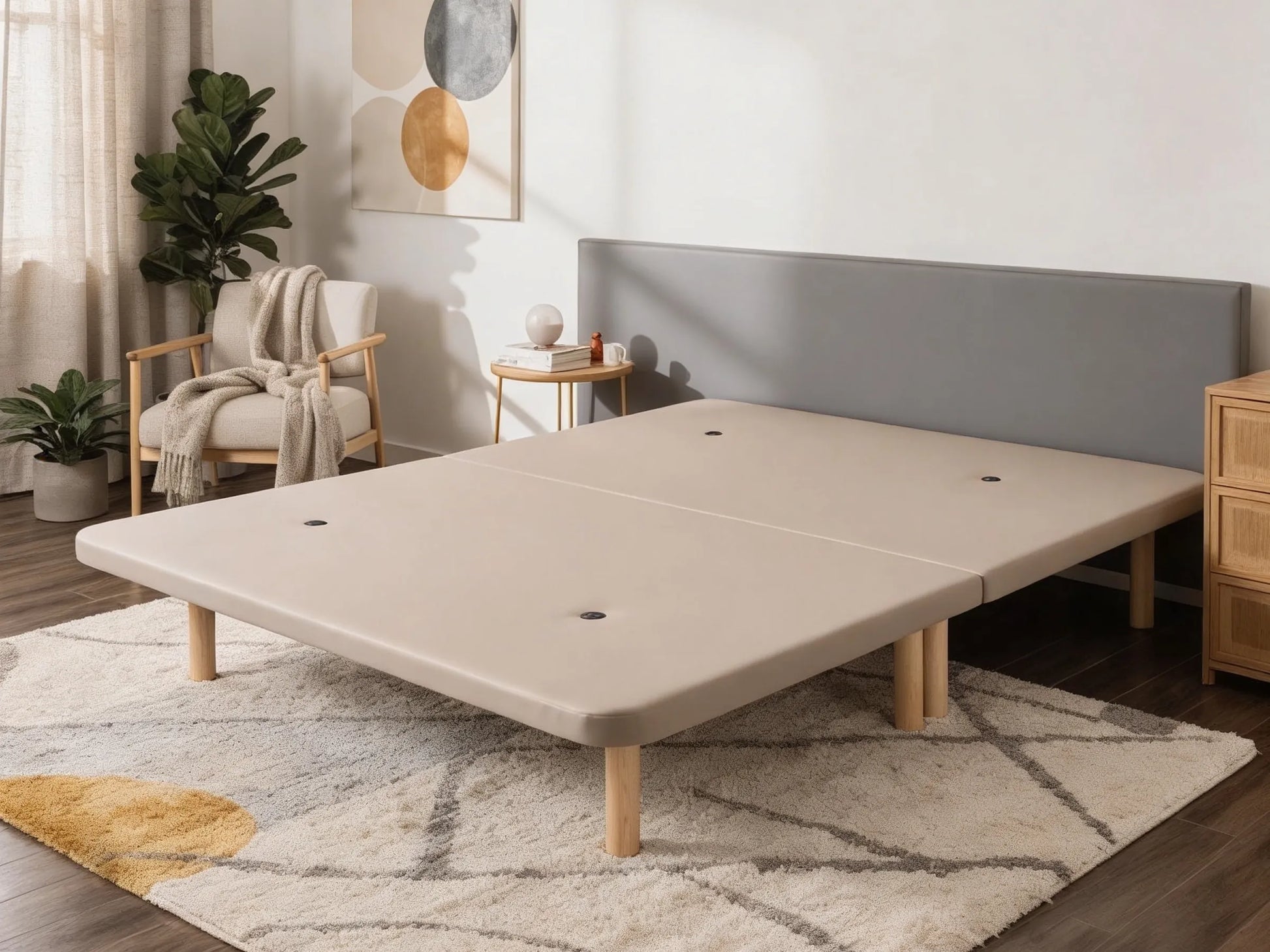 Base Tapizada Partida 3D Beige | Dormideo